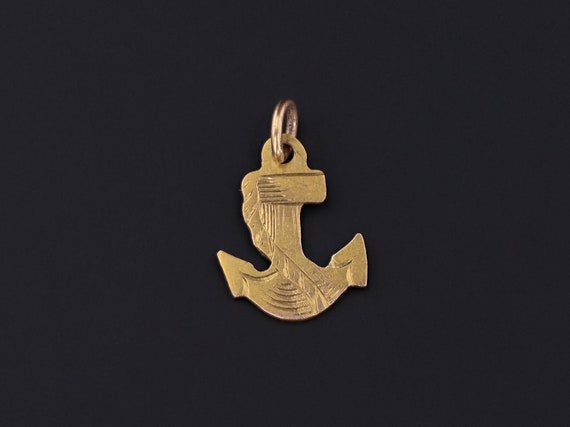 Vintage Anchor Charm of 9ct Gold - image 1