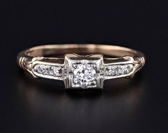 Vintage Diamond Engagement Ring of 14k Gold