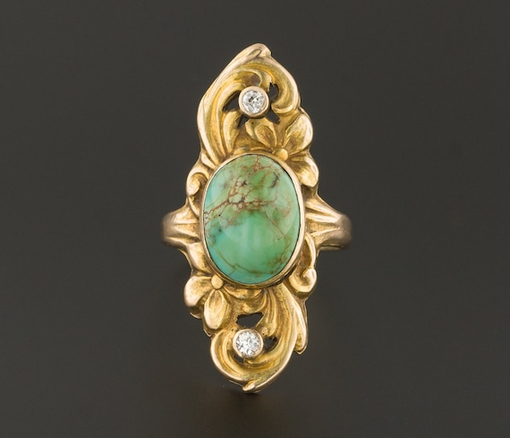 Antique Turquoise & Diamond Ring | Turquoise Ring