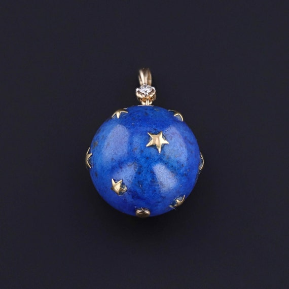 Vintage Lapis Lazuli and Diamond Star Pendant - image 1