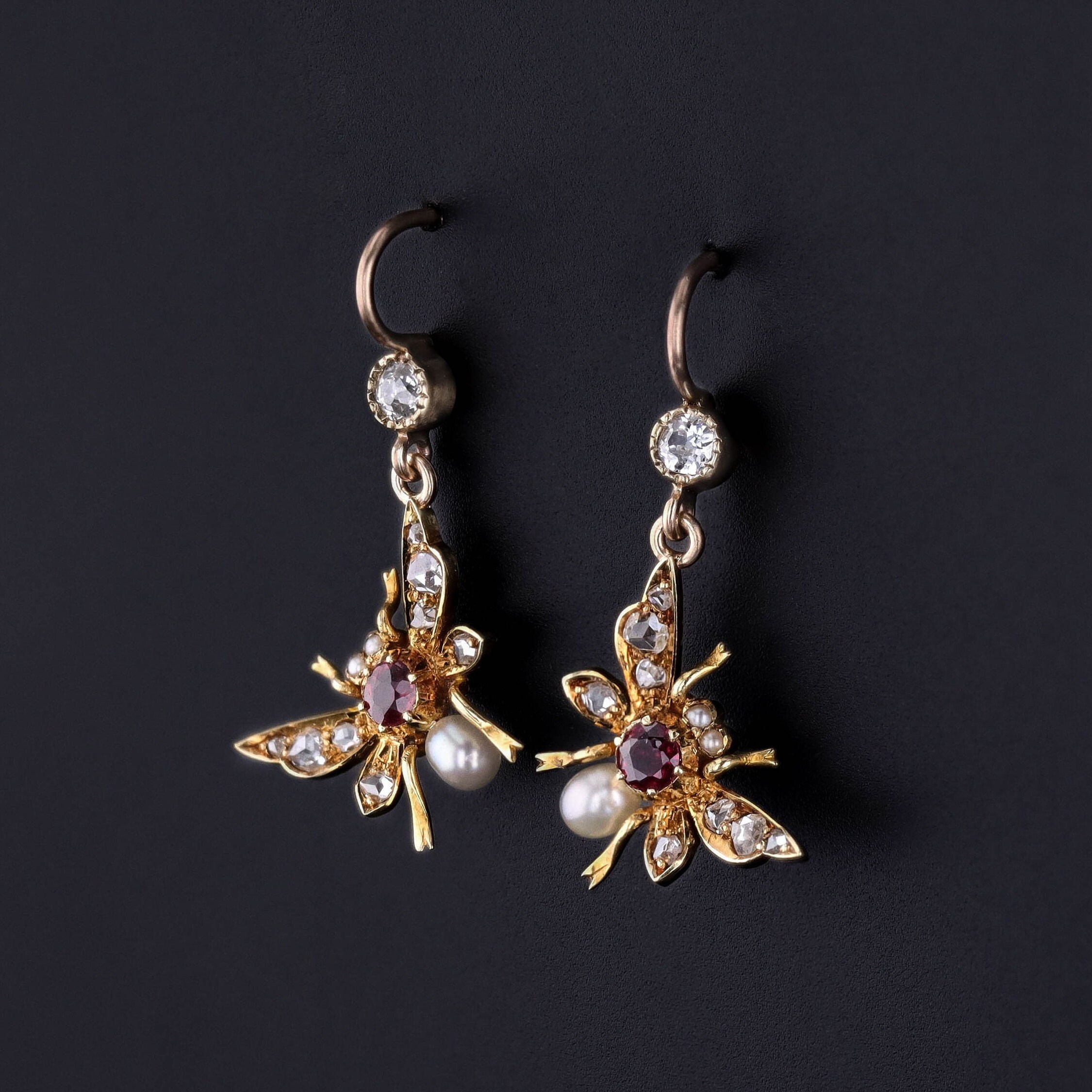 Antique Insect Earrings of 15ct Gold - Etsy display picture 3