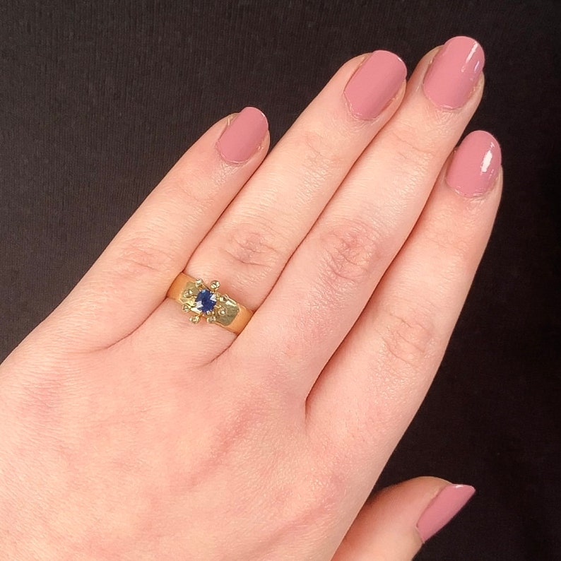 Antique Sapphire & Diamond Conversion Ring of 14k Gold image 5