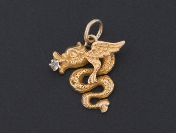 Dragon Charm | Antique Dragon Charm | 14k Gold Cha