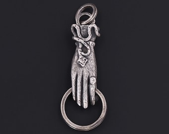 Riproduzione antica di ciondolo porta-ciondolo a forma di mano in argento sterling