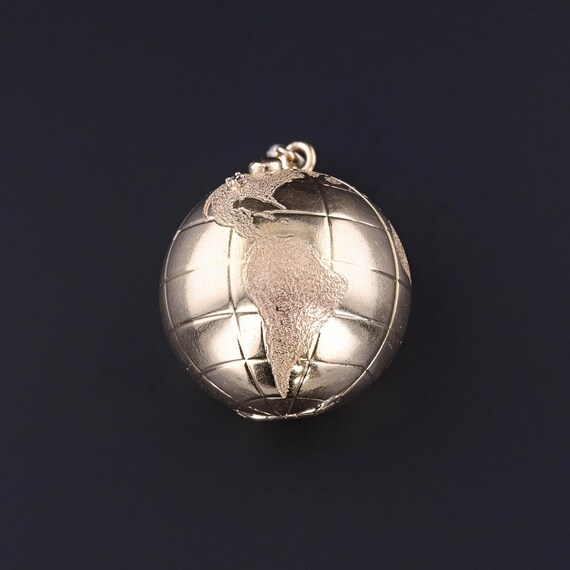 Vintage Diamond Globe Locket Pendant of 14k Gold - image 1