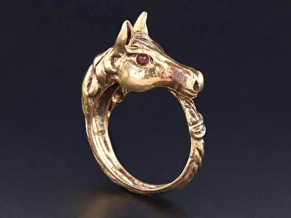 Vintage Horse Wrap Around Ring of 14k Gold - image 1