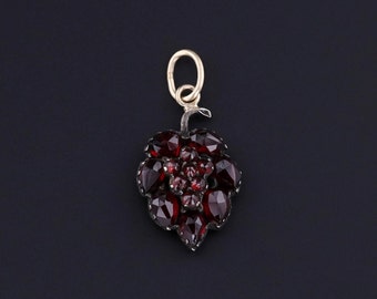 Antique Garnet Leaf Charm