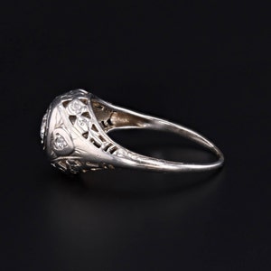 Art Deco Diamond Filigree Engagement Ring of 18k White Gold image 3