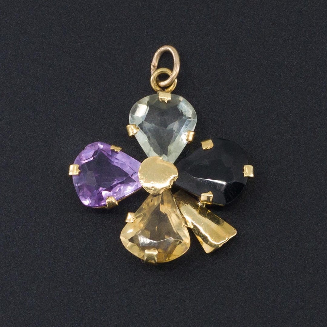 Pendentif Trèfle à 4 Feuilles Plaqué Or Vintage - Porte-bonheur - Parfait état