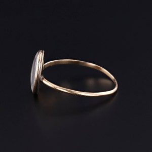 A side view of our Georgian Tree of Life ring made of macerated hair.  This mourning jewel is in very good condition and would be perfect for any antique jewellery lover or jewellery collector.