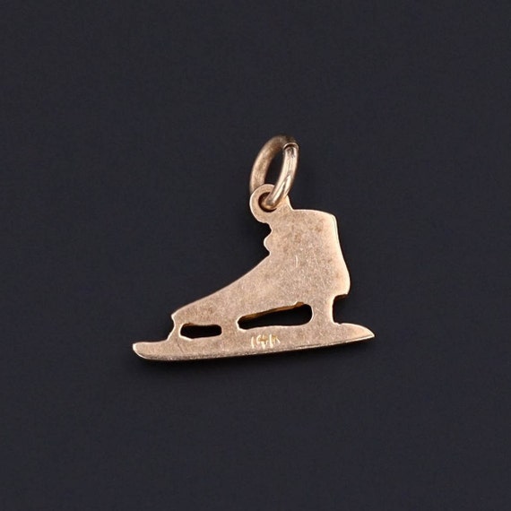 Vintage Ice Skate Charm of 14k Gold - image 2