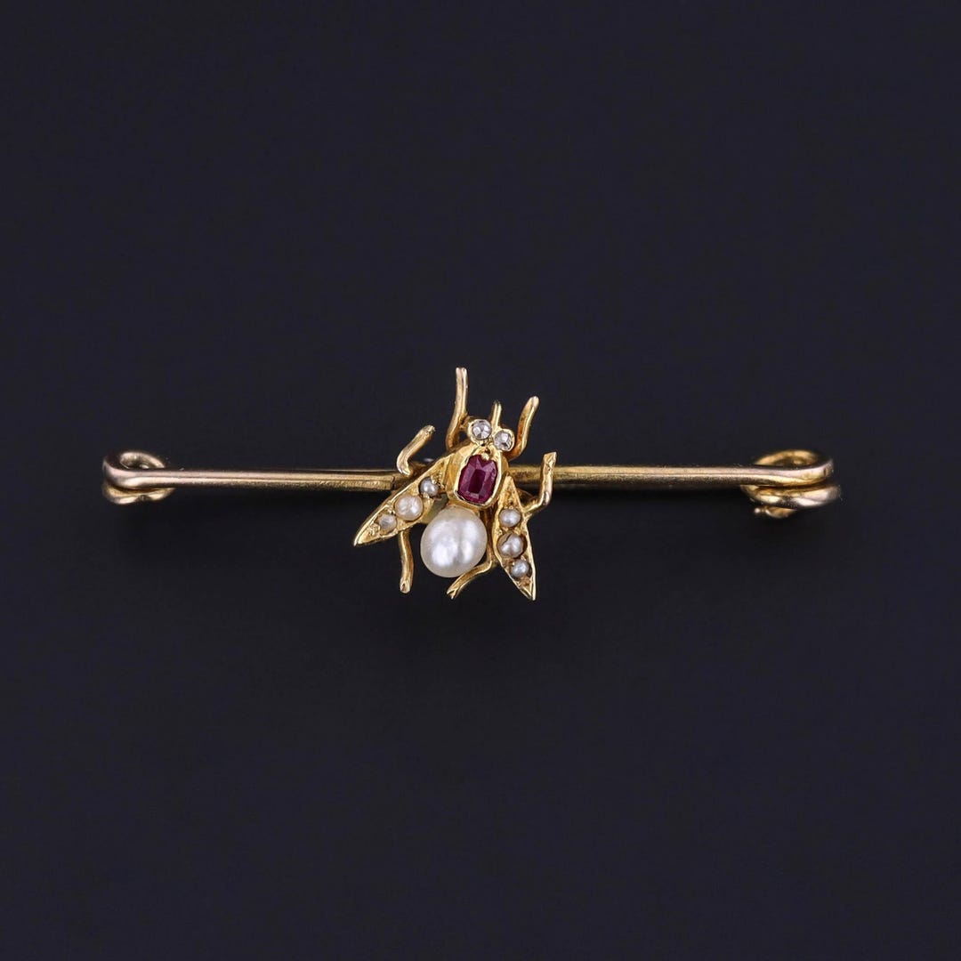 Antique Insect Bar Pin of 14k and 8k Gold - Etsy