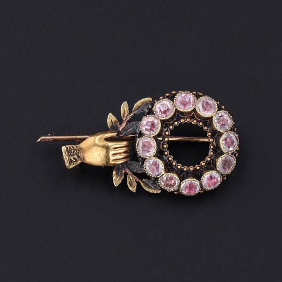 Georgian Hand Brooch of 18k Gold in Antique Box Etsy Australia