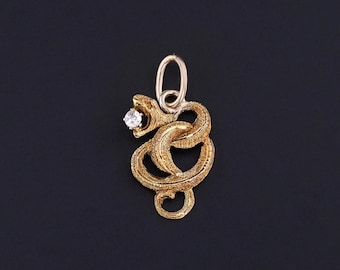 Antique Diamond Snake Charm of 10k Gold