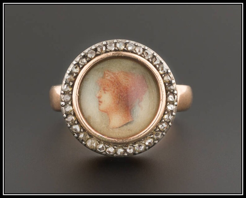Antique Painted Portrait Ring Hand Painted Portrait Ring Etsy
