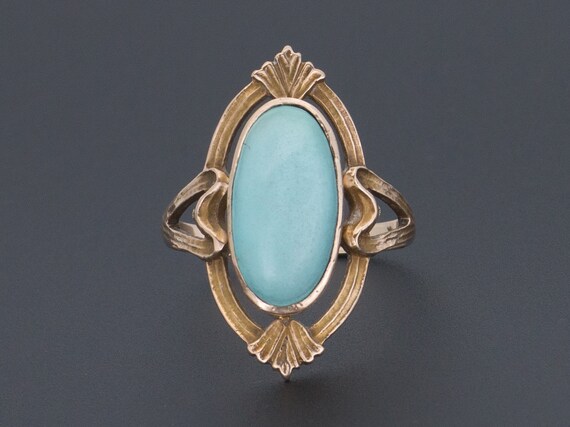 Turquoise Ring | 10k Gold Turquoise Ring | Elongat