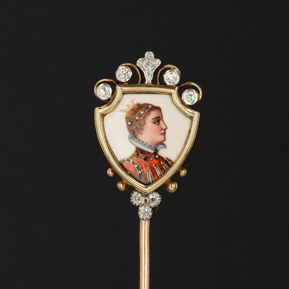 Antique Limoges Style Enamel Stick Pin | Antique S