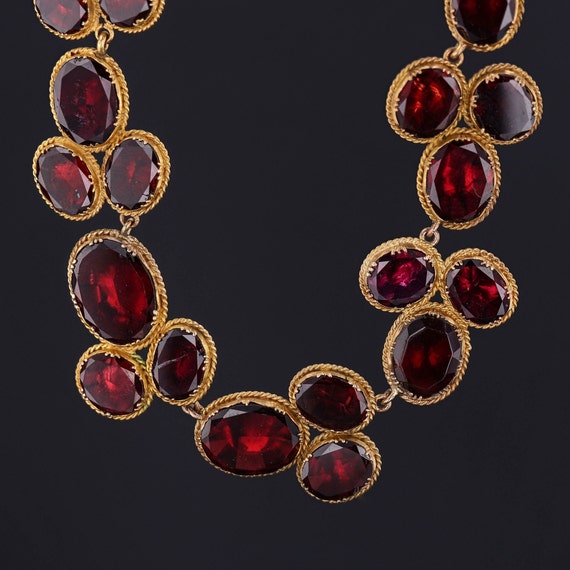 Georgian Garnet Riviere Necklace of 14k Gold - image 4