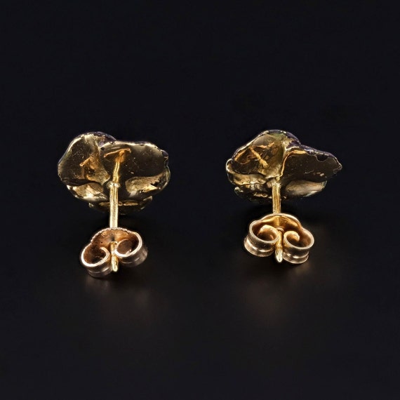 Vintage Enamel Pansy Earrings of 14k Gold - image 4