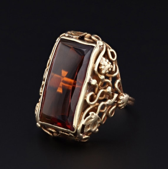 Citrine Ring | Vintage Ring | 14k Gold Ring | Stat