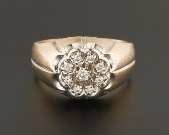 Men's Retro Diamond Ring | 10k Gold Men's Ring | M