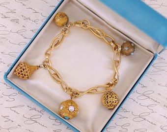 Antique Hatpin Charm Bracelet of 14k & 18k Gold