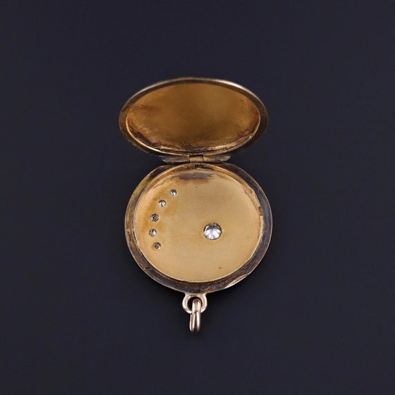 Antique Diamond Crescent Locket of 9ct Gold - image 2