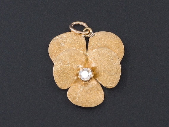 Antique Pansy Pendant | Diamond Pansy Pendant | 14