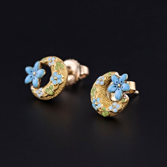 Antique Honeymoon Earrings of 14k Gold - image 2