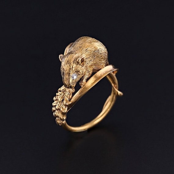 Vintage Mouse Ring of 10k & 18k Gold - image 1