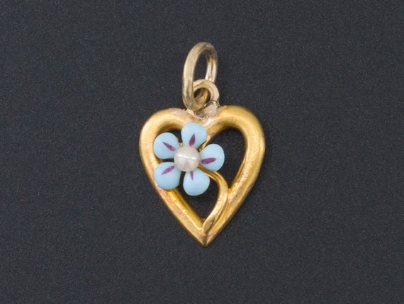Forget-Me-Not Heart Charm | 14k Gold Charm | 14k G