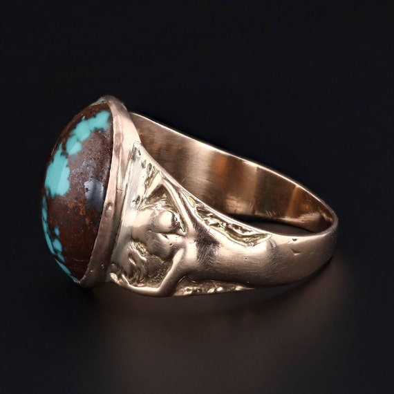 Vintage Turquoise Woman Ring of 10k Gold - image 3