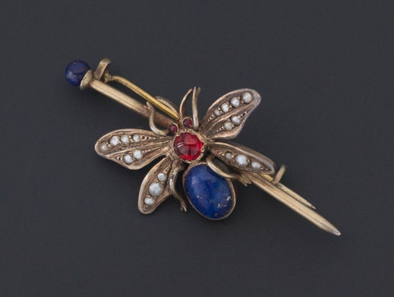 Antique Insect Pin | Antique Bug Brooch | Lapis In