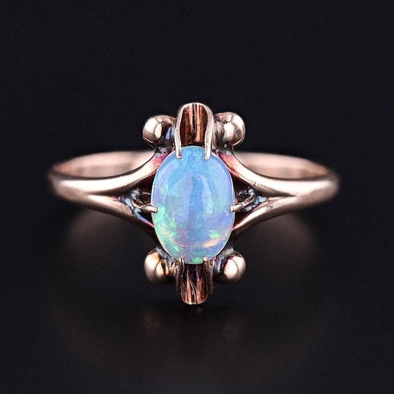 Antique Opal Ring of 10k Gold - image 1