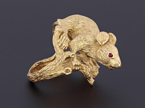 Rat Ring | 18k Gold & Ruby Rat Ring | Kurt Wayne R