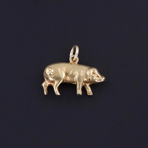 Vintage Pig Charm of 15ct Gold - image 1