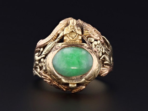 Buddha Ring | 14k Gold & Jade Ring | Jade Buddha R