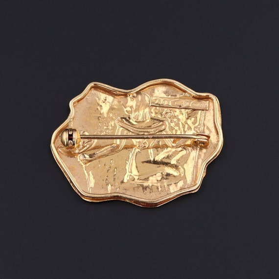Vintage Egyptian Revival Brooch of 18k Gold by Un… - image 3