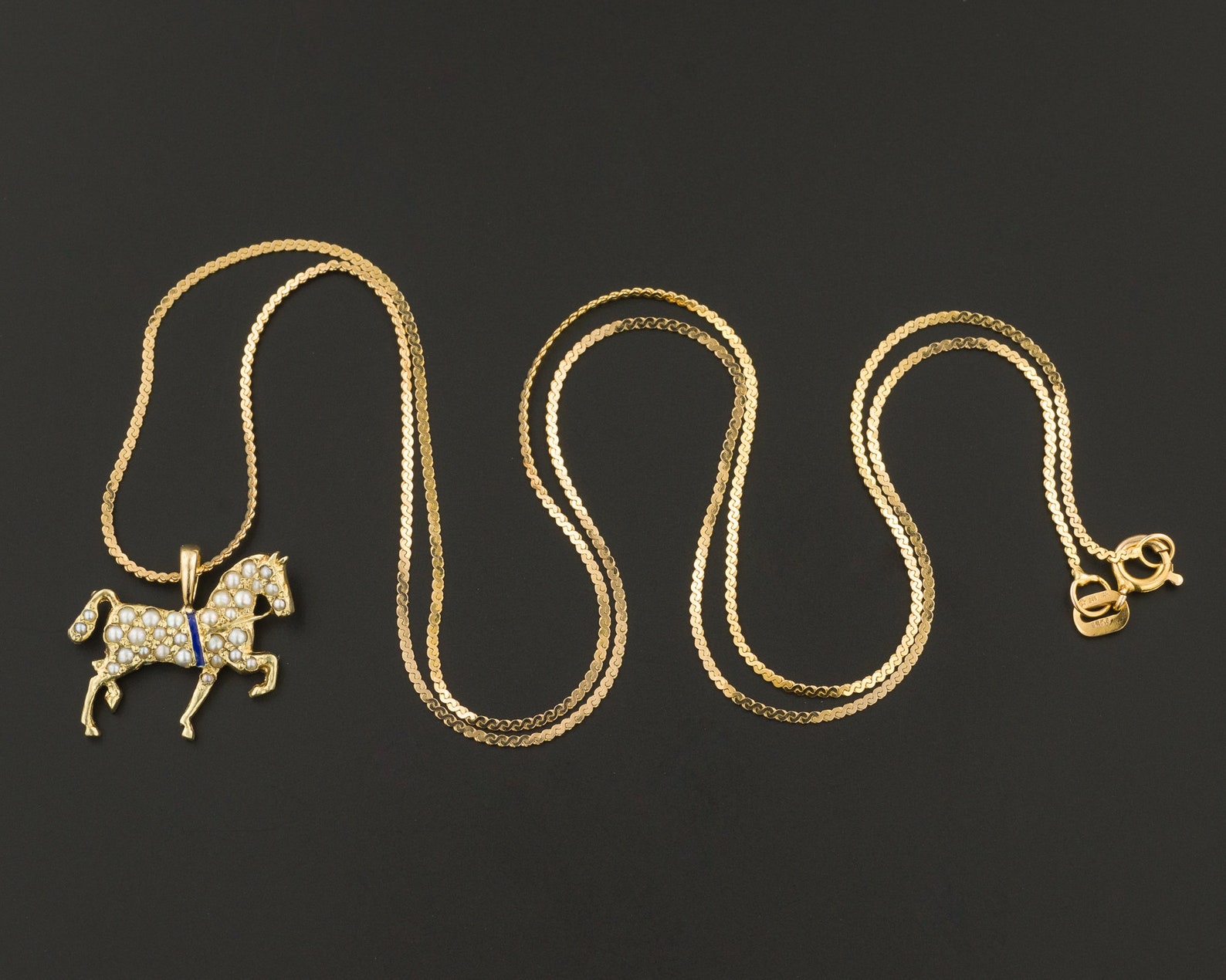 Antique Pearl Horse Pendant of 14k Gold Etsy