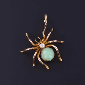 Vintage Turquoise Spider Pendant of 9k Gold
