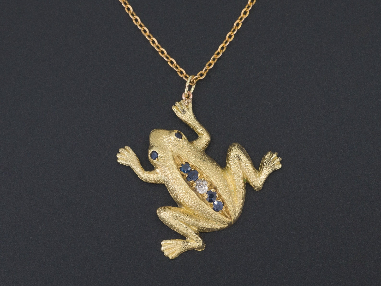 Frog Pendant Vintage Frog Pendant 14k Gold With Diamond Etsy