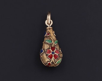 Antique Enamel Flower Conversion Charm of 14k Gold