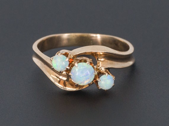 Opal Ring | 14k Opal Ring | Three Opal Ring | Anti
