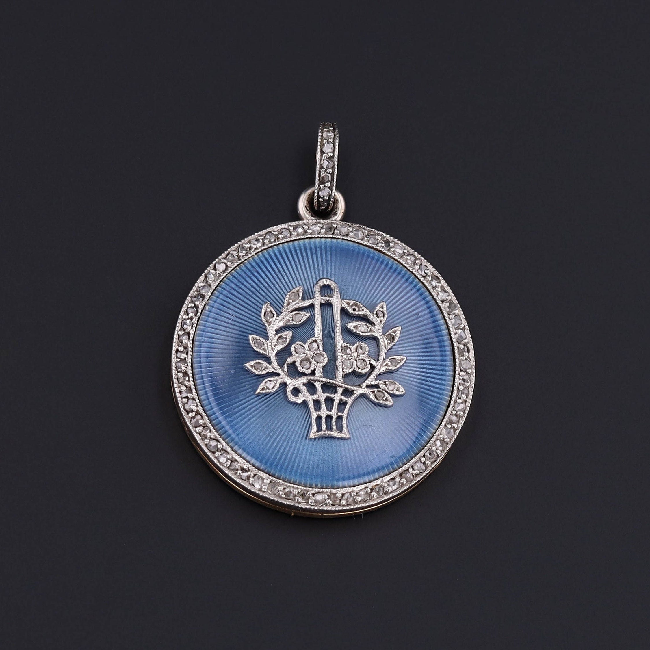 Antique Flower Basket Locket Diamond 