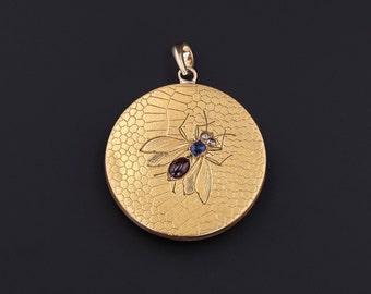 18k Gold Bee Pendant - Etsy