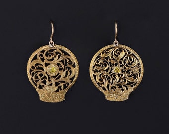 Antique Yellow Diamond Watchcock Conversion Earrings