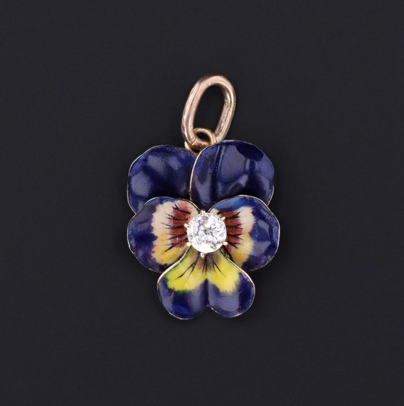 Pansy Charm | Blue Enamel & Diamond Pansy Charm |