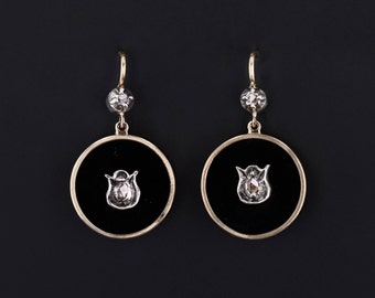 Onyx and Diamond Earrings of 14k Gold