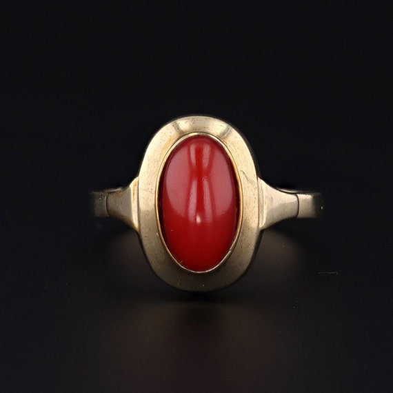 Coral Ring | Vintage Coral Ring | 9ct Gold Coral R