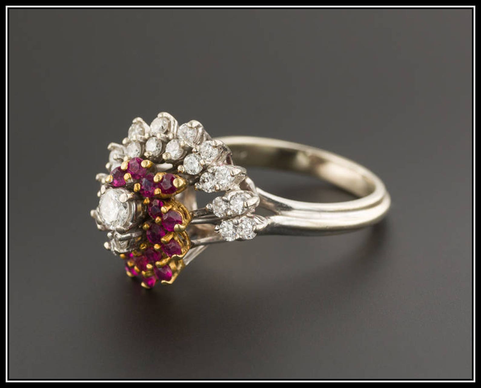 Vintage Ruby & Diamond Ring Vintage Statement Ring 18k Etsy